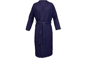 HOMELEVEL Pique Bademantel Reisebademantel 100% Baumwolle Damen und Herren Morgenmantel Kimono Saunamantel Reise Morgenrock Piquee Waffelpique Frauen Männer