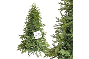 FLUR Albero di Natale Extra Folto e Realistico, Naturale in PVC di Alta Qualità, Facile da Montare con Base Stabile, 1372 Rami Fitti per Decorazioni Natalizie di Grande Impatto, 210 cm