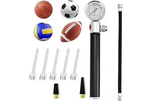 ‎ZEVMI Ballpumpe mit Manometer: Mini Luftpumpe aus Aluminiumlegierung Tragbare Ballpumpe mit Aufblasnadeln für Basketball Fußball Volleyball und Andere Aufblasbare Bälle
