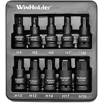 WinHolder 10-teiliges Schlag-Sechskant-Bit-Set H4-H19 – 1/2 Zoll Antrieb, 4-19 Mm | Für Schlagschrauber & Werkzeuge