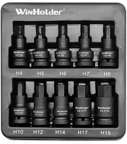 9-teiliges Impact-Hex-Bit-Set Mit Halter – 1/2 Zoll Antrieb, Robust Und Praktisch