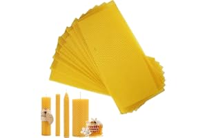 BTBHIHO 100% Pure Beeswax Sheets for Candle Making, 10 Pcs 13cm X 9cm Natural Organic Beeswax Rolling Sheets, Wax Sheets for Beekeeping Bee Wax Nest Bed, Easy DIY Beeswax Candle Making Kits for Adults