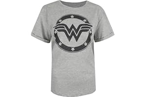 DC Comics Women's Wonder Woman Metallic Logo Regular Fit Crew Neck Short Sleeve T - Shirt, Grey (Sport Grey SPO), 8 UK