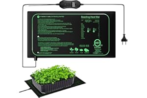 GOMETY Tappetino riscaldante per piante con termostato da 50 W, 52,5 x 25 cm, per piantine, rettili, animali domestici, IPX4, impermeabile, regolazione della temperatura per germinazione e serra da