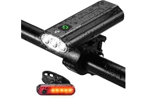 OIRLVCE Super Bright Bike Light Set, 3000 Lumens USB Rechargeable Bicycle Lights Front Headlight Cycling Light & Taillight, Waterproof, 5 Lighting Modes Mountain Road Bicycle Lights