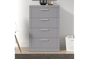 Galano Kimberley 4 Drawer Chest - Tall Drawer Chest with Storage for Bedroom - Chest of Drawers for Clothes - Storage Cabinet for Hallway, Entryway - Cool Grey