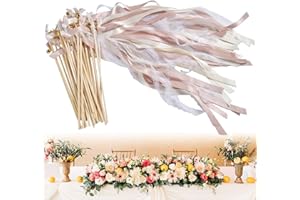 Lemotoy Bacchette Nuziali 30 PCS Bacchette da sposa, bacchette da matrimonio con campane, Bacchetta Magica con Campana, bacchette a nastro per matrimonio festa di compleanno e regali-Champagne