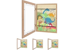 TRAFAGALA 4 Stück Bilderrahmen Kinderzeichnungen A4 Kunst Bilderrahmen Kinder Kunstrahmen Frontöffnung A4 Kunstfoto Rahmen kinder Kunst Bilderrahmen Kids Art Frame Wand Kunst Fotorahmen holz