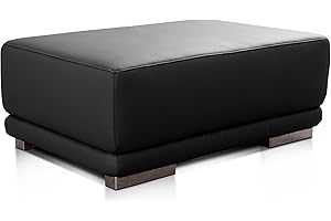 ‎CAVADORE CAVADORE Lederhocker Corianne in Lederoptik / Rechteckiger Hocker in Kunstleder / 103 x 41 x 69 / Kunstleder schwarz