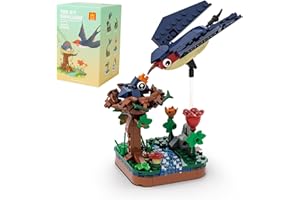 MEIEST Mini animales juego de bloques de construcción, colección de pájaros de simulación juguetes de ladrillo, decoración linda del hogar,6+(tragar)