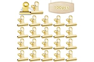 DMKOHI Mały spinacze biurowe, 100 sztuk metalowych klipsów do listów, 22 mm, wielofunkcyjne klipsy do bindowania, mini metalowe klamerki, do zdjęć, biura, kuchni, metalowe klipsy (złote)