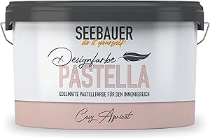 SEEBAUER diy Pastellfarbe PASTELLA Rosa 2,5L (Cosy Apricot) Edelmatte Wandfarbe Altrosa - Innenfarbe sehr hohe Deckkraft - Matt, Abwaschbar und Tropffrei