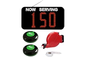 CYSSJF Kit Eliminacode Digitale 3 Cifre | Gestione Code: 000-999/000-099/A00-E99 | Completo di: Display+Chiocciola+Rotolo+Telecomando+2 Pulsanti | Per Gastronomie, Banco, Sportello, Ambulatoro