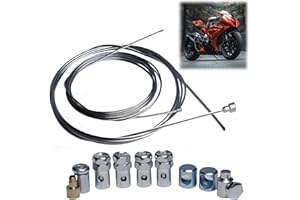KNOCERY Câble d'Embrayage Universel, Kit de Réparation de Câble d'accélérateur avec 8 Connecteurs Filetés, Câble d'Accélérateur et d'Embrayage Ø2mm 1,5m Argenté avec Serre-Câble pour Moto Tondeuse Quad