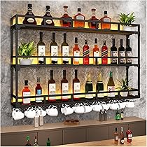 Portabottiglie Da Parete In Metallo - Espositore Vino Con Ripiano, 100 Cm, Colore Oro - Foto 6