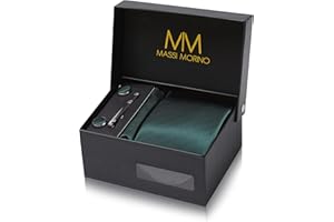 Massi Morino Corbatas de hombre y pañuelos con gemelos, clip de corbata set I Accesorio traje de hombre modernas para boda