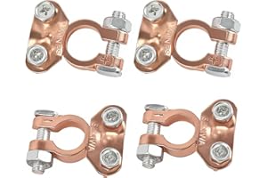 KOKOIE 2 Paar Batterie Polklemmen, Batterieklemmen Massiv, Autobatterie + Plus - Minus Batterie Pole Klemme, Kupfer Steckverbinder Positiv & Negativ für Auto Boot Wohnmobil Caravan und Batterien