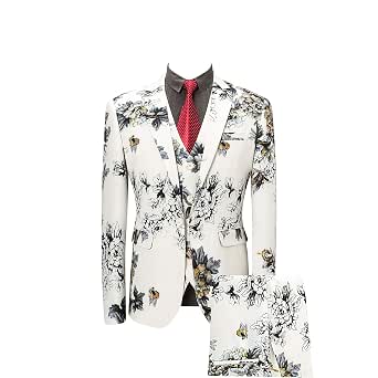 3 Piece Floral Printed Suits Slim Fit 