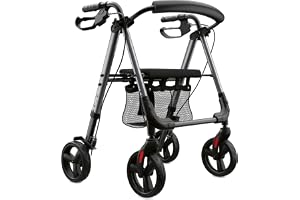 Weinberger Basic rullator i aluminium vikbar med säte, lätt 6,2 kg, medicinsk utrustning klass 1, justerbar höjd, gåvagn, gånghjälp, reseleullator, 46501