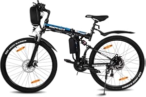 VARUN E-Bike Pieghevole, Mountain Bike Elettrica da 26 Pollici con Motore da 250W, Batteria Sostituibile da 36 V / 8 Ah, Bici Elettrica Pieghevole Shimano a 21 Velocità