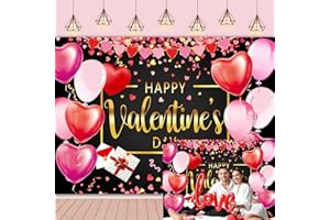 RUYI Happy Valentine's Day Background for Photography 6x4FT Red Pink Hearts Balloons Valentines Decoration Backdrop Banner Holiday Party Supplies for Photo Studio Booth Props