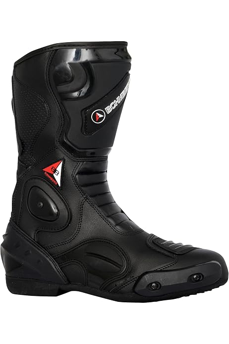 Bottes Moto Asphalt Homme - Cuir Imperméable - Protections Renforcées - Semelle Anti-Dérapante - 45 EU