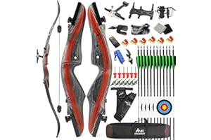 AMEYXGS 62 Pollici Takedown Arco Ricurvi e Frecce Set Adulte 20-50 libbre Arco da Caccia Cible Pratique Compétition Survie Arco Lungo Mano Destra