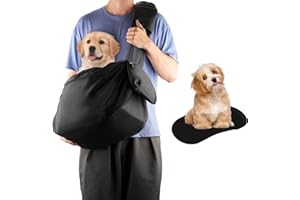 ISFORU - Borsa a tracolla per cani di taglia media, adatta a cani di taglia media da 5 a 10 kg, borsa a tracolla per cani e gatti, a mani libere con tracolla regolabile, tasche e tappetino morbido