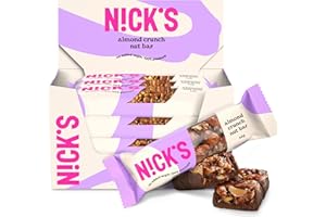 N!CK'S NICKS Almond nut bar, barrita vegana de almendras y frutos secos con keto chocolate sin azúcares añadidos, sin gluten (12x40g)