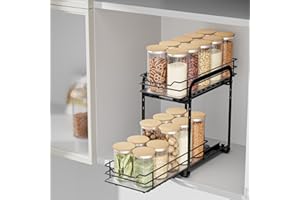AIRUJIA Porta Spezie Per Cucina, Organizer Cucina, Portaspezie Per L'Interno Dell'Armadio, Organizzatore Cucina, Organizzatore Per Armadietti Estraibili Portaspezie, P26.4*L12.6*H23.3cm