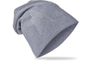 Miobo Berretto Slouchy per Bambini, Cotone, Stella con Strass