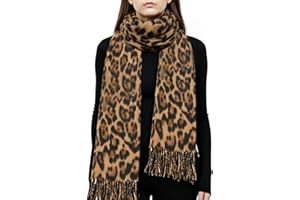 HZHSGLY Leopard Print Scarf, Leopard Scarf Winter Soft Warm Animal Print Blanket Wrap Shawl UK, for Women Ladies Christmas Birthday Gifts