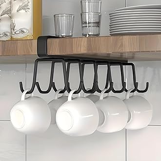 JIALTO Double-Row 12 Hooks for Kitchen Storage Rack Cupboard Hanging Coffee and Tea Cup/Organizer/Metal Hook/Cabinet/Cooker/Towel Holder/Use Inside Ki