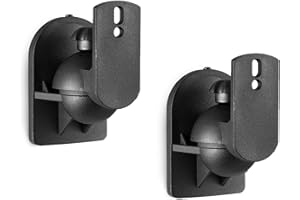 WALI Lautsprecher-Wandhalterungen, robuste Bücherregal-Lautsprecher-Wandhalterungen mit neigbarem Drehgelenk, Surround-Sound-Lautsprecherregal-Wandhalterungen, halten bis zu 3,5 kg, 1 Paar, Schwarz