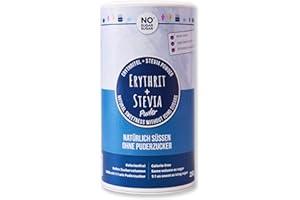 ‎NOSUGARSUGAR NO SUGAR SUGAR Erythrit+Stevia Puder 250g, vegan, 100% zucker- & kalorienfreier Zuckerersatz, zahnfreundliche 1:1 Süße gegenüber Zucker, gesunde Alternative ohne Eigengeschmack zum Backen und Süßen