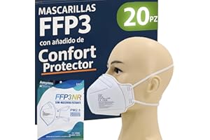 MEDICINADELLAVORO.COM 20 Mascarillas Homologadas de Certificación CE, Mascarilla FFP3 sin Válvula de 5 Capas, Máscara Contra de Polvo y Partículas, Mascarilla de Protección Personal con Filtros de Calidad BFE≥99, 20 Piezas