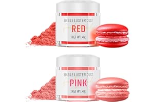 WWTOP Purpurina Comestible - 2 Colores Rojo y Rosa Purpurina Comestible Alimentaria Bebidas, Polvo Purpurina Comestible Insípido, Purpurina para Licores Cócteles Pasteles Chocolates Decoración - 4g