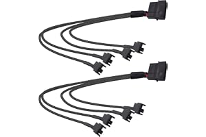 YARCHONN Molex till PC Fan Power Splitter Cable, 4 Pin Molex till 4 x 3 Pin / 4 Pin 12V PC Case Fan Connector Adapter Y Splitter Extension Power Cable -27cm - 2pcs