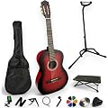 AMROVA - Pack Guitare Classique 1/2 Enfant 6-9 ans Droitier + 11 Accessoires + CD et Cours Vidéo - Cordes Nylon, Livrée Accordée (Rouge, 1/2, Droitier)