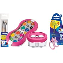 Pelikan Deckfarbkasten Space & Pinsel-Set – 12 Farben + 10 Pinsel (5 Haar-, 5 Borstenpinsel)