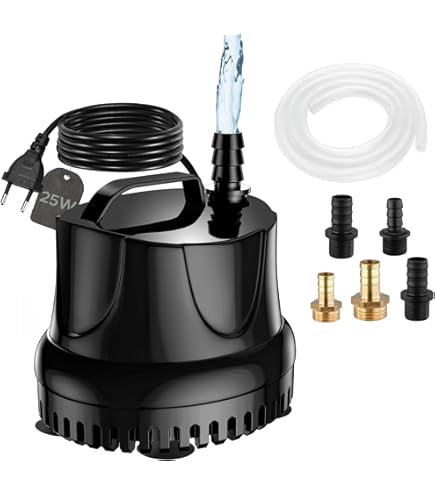 SWAWIS Aquariumpomp voor vijver, 60 W, 3500 l/u, debiet verstelbaar, met filter en 3 sproeiers voor aquaria, vijvers, fonteinen