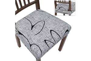 Dioxide Fundas Sillas de Comedor Estampado Diseño,Fundas Sillas Ajustables Doble Correa Elástica,Cojines para Sillas de Comedor Jacquard para Silla Amovibles Universal para Cocina(Gris Estampado)