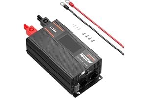 LiTime Falownik Sinsus 1000 W, czysty 12 V DC do 230 V AC, konwerter kempingowy, falownik solarny z 2 wyjściami AC, ekran monitorujący z wyświetlaczem stanu w czasie rzeczywistym