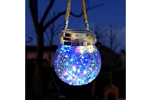 eaaerr Lanterne Solaire Extérieur, 30LED Lumière de Jardin Solaire Étanche Mason Jar Solaire Lampe Suspendues Lanternes Solaires Décoratives Extérieures pour Terrasse, Balcon, Patio (multicolore)