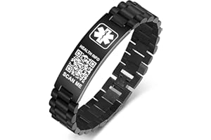 Theluckytag Medical Alert Necklace for Men Women Kids - 19'' Medical Necklace Engraved QR Code Medical ID Necklace - More Space Custom Online Emergency Medical Info