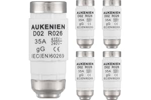 AUKENIEN D02 E18 R026 Fusibles Cerámicos en Espiral Fusible 35A 400VAC Neozed Fuse 50KA gG para Cables y Protección de Líneas (5 Piezas)