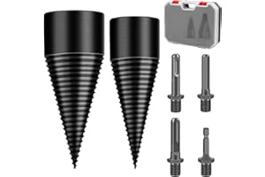 MaxEarn Set di spaccalegna per legno con punte coniche da 32 mm + 42 mm + 4 manici per trapano, spaccalegna da ardere, spaccalegna a spirale, spaccalegna a vite conica per la casa