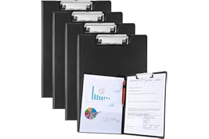 THBOXES 4 Pack Clipboard Folder A4, Foldover Clipboard with Cover File Document Organiser with Pen Holder for School Office Supply