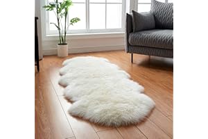 HEQUN Faux Fur Rug, Fluffy Rug, Shaggy Rugs,Faux Sheepskin Rugs Floor Carpet for Bedrooms Living Room Kids Rooms Decor (White, 60 x 160 cm irregular)