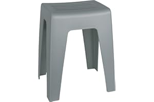 Wenko Kumba Sgabello bagno, Plastica, grigio, 35 x 35 x 45 cm